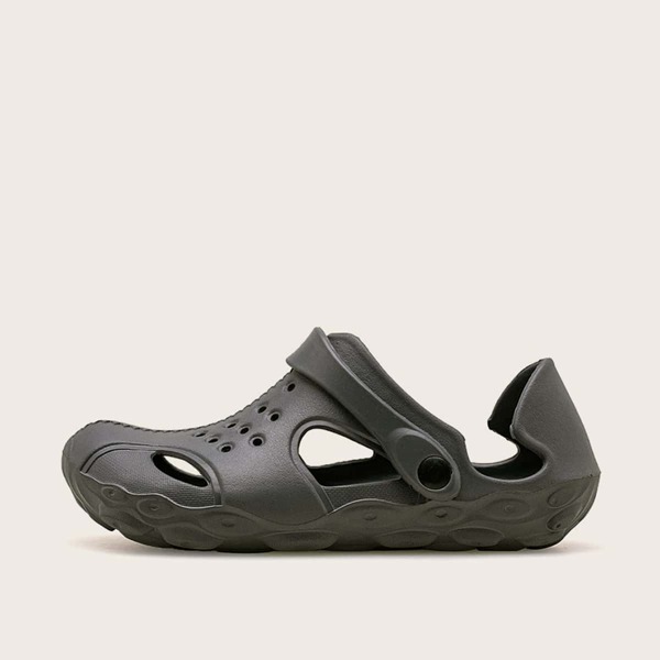 

Men Cut-out Flat Sandals, Grey