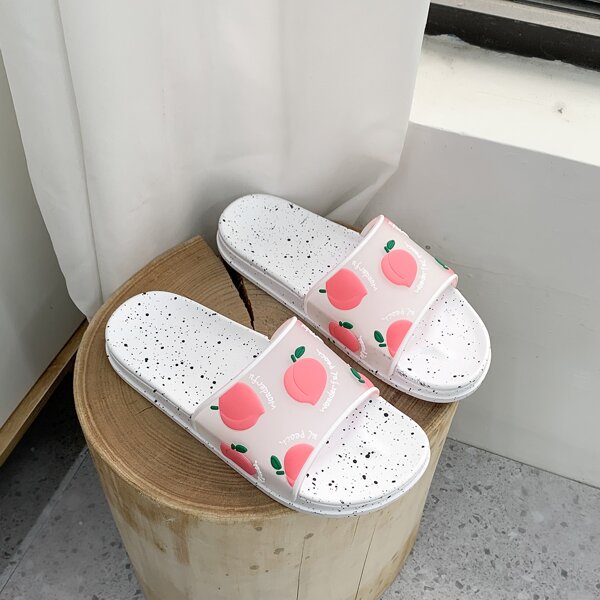 

Peach Pattern Open Toe Slides, Pink