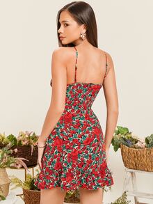 SHEIN Vestido slip con estampado floral de espalda con cremallera - Multicolor - Ver 2