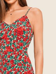 SHEIN Vestido slip con estampado floral de espalda con cremallera - Multicolor - Ver 5