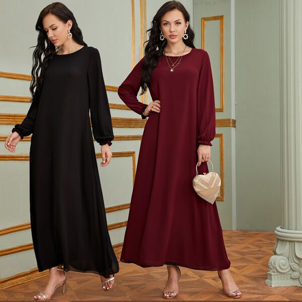 

1pc On Both Sides Wear Chiffon Tunic Dress, Multicolor