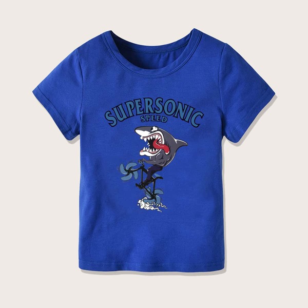 

Toddler Boy Cartoon And Letter Graphic Tee, Blue