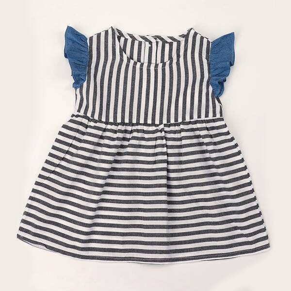 

Toddler Girls Button Back Striped Dress, Multicolor