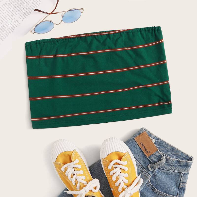 

Striped Crop Green Tube Top