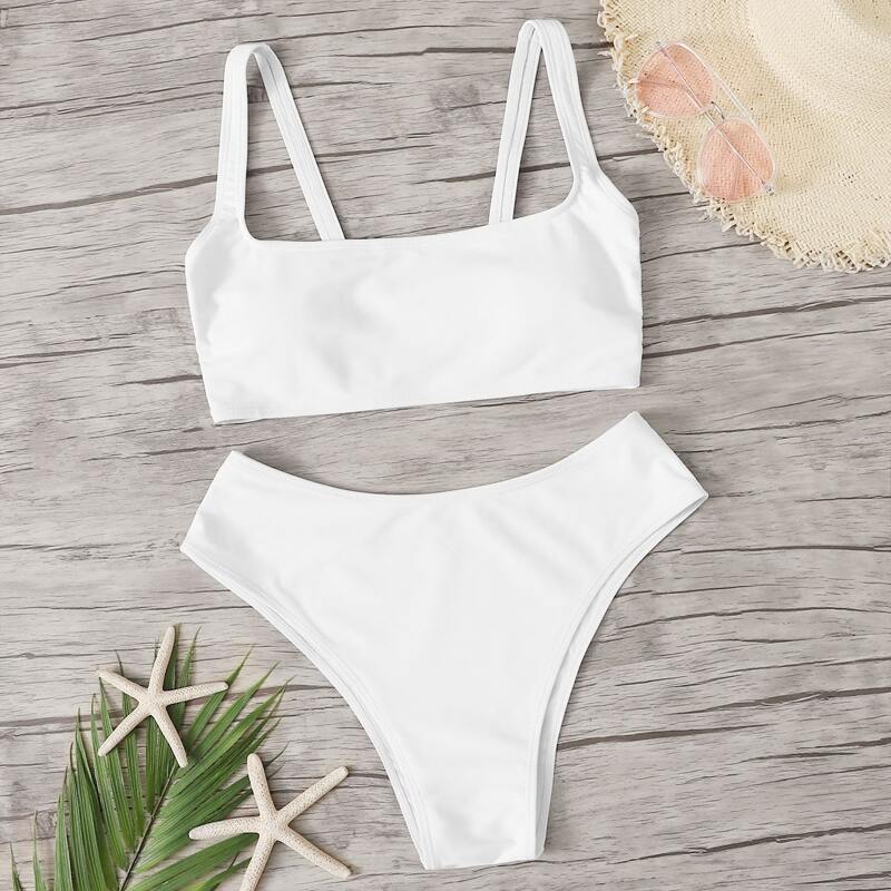 

Square Neck Bikini Swimsuit, White