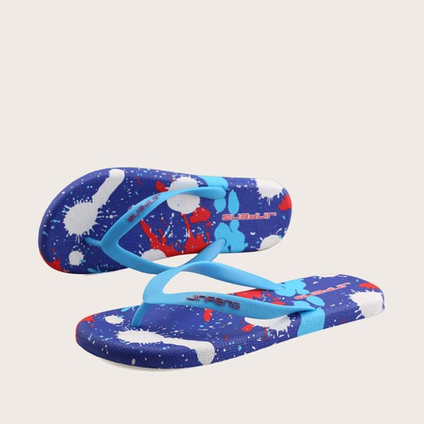 

Men Graffiti Print Flip Flops, Blue
