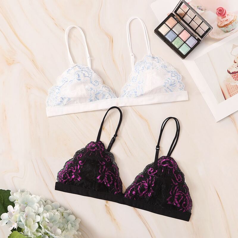 

2pack Scallop Floral Lace Bra Set, Multicolor