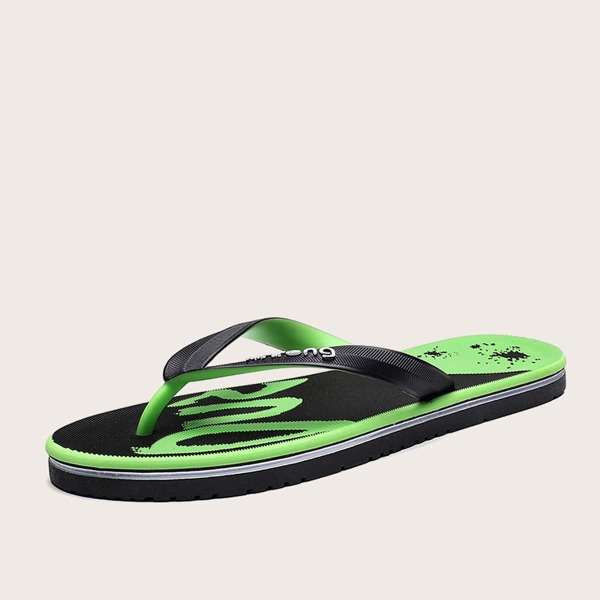 

Men Letter Graphic Flip Flops, Black