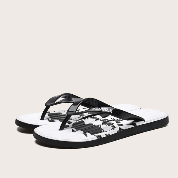 

Men Graphic Print Flip Flops, Black
