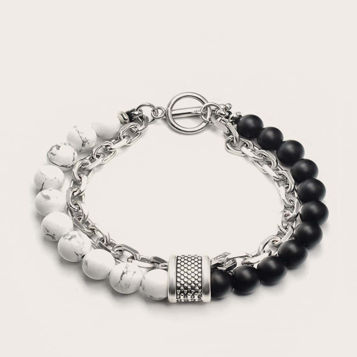 Image of 1pc Men Layerd Chain Beaded Bracelet