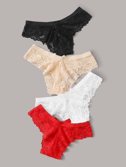 4pack Floral Lace Panty Set