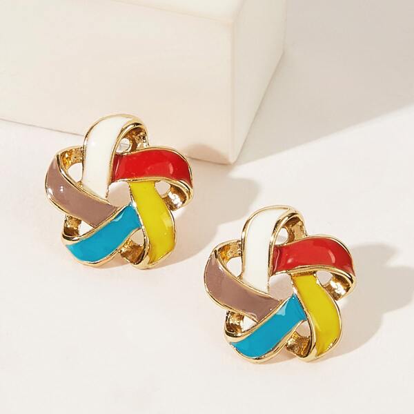 

1pair Hollow Out Stud Earrings, Multicolor