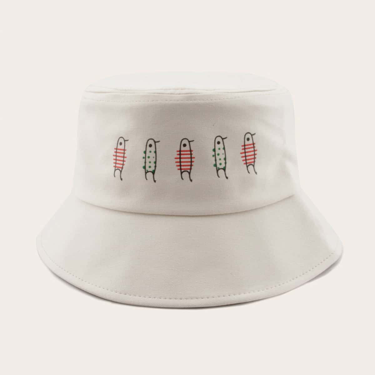 

Guys Cartoon Graphic Bucket Hat, White