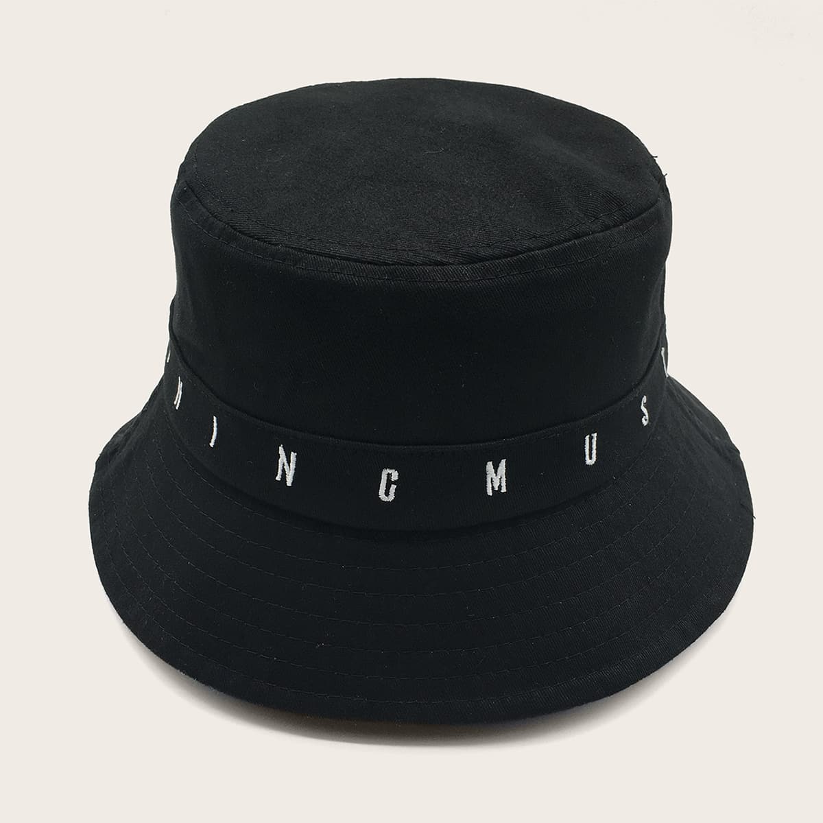 

Guys Letter Embroidery Bucket Hat, Black