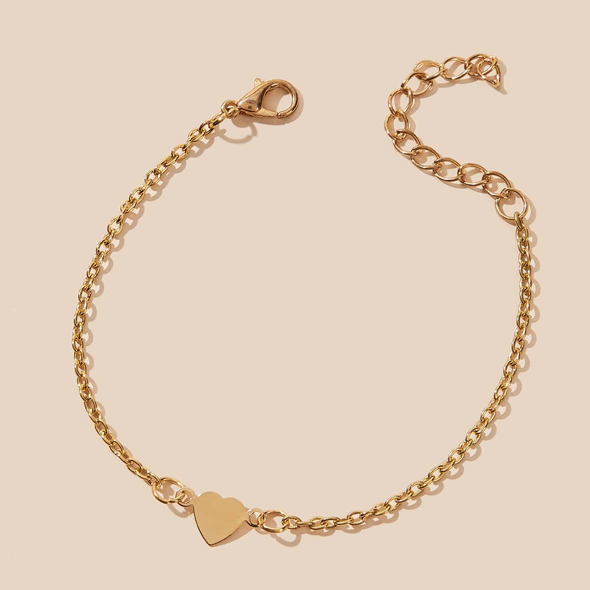 

1pc Heart Decor Chain Bracelet, Gold
