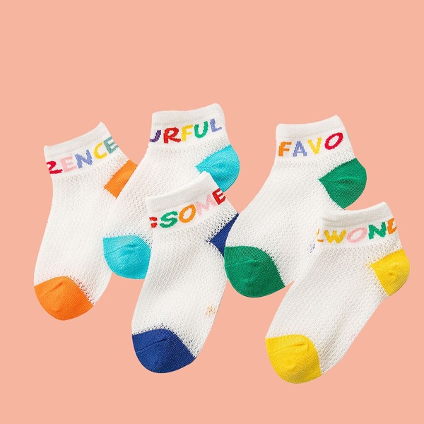 

5pairs Toddler Girls Letter Graphic Socks, Multicolor