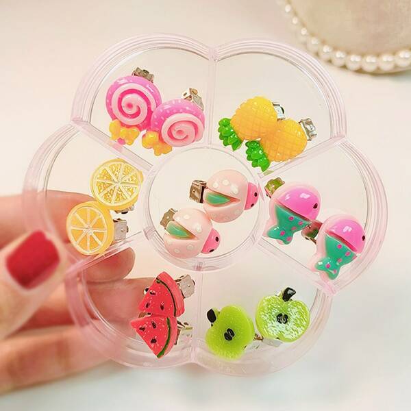 

7pairs Toddler Girls Lemon & Pineapple Design Stud Earrings, Multicolor
