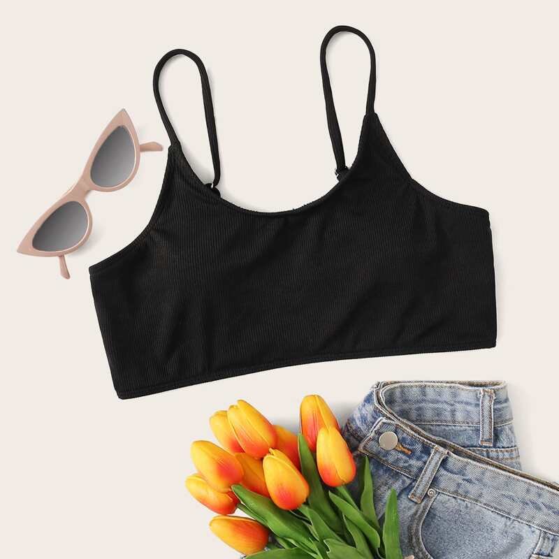 

Black Ribbed Bikini Top