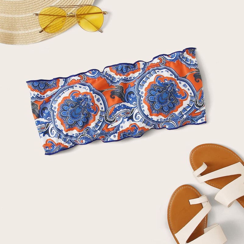 

Tribal Print Bandeau Bikini Top, Multicolor
