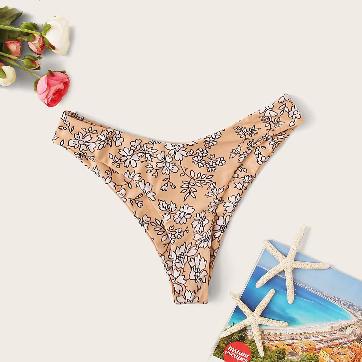 

Floral High Cut Bikini Panty, Multicolor