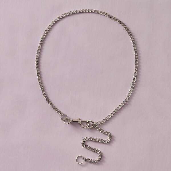 

1pc Hoop Decor Waist Chain, Silver