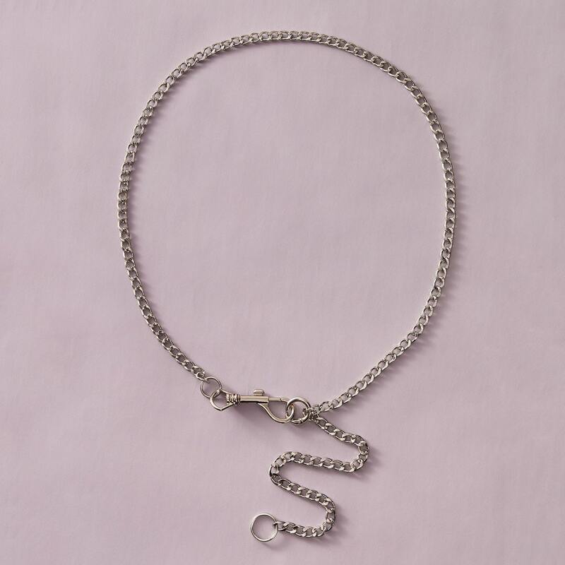 

1pc Hoop Decor Waist Chain, Silver