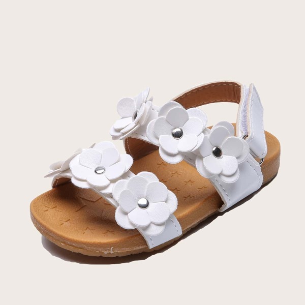 

Toddler Girls Floral Decor Slingback Sandals, White
