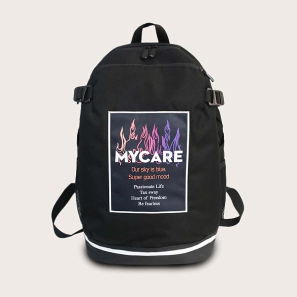 

Men Letter Graphic Large Capacity Backpack, Black