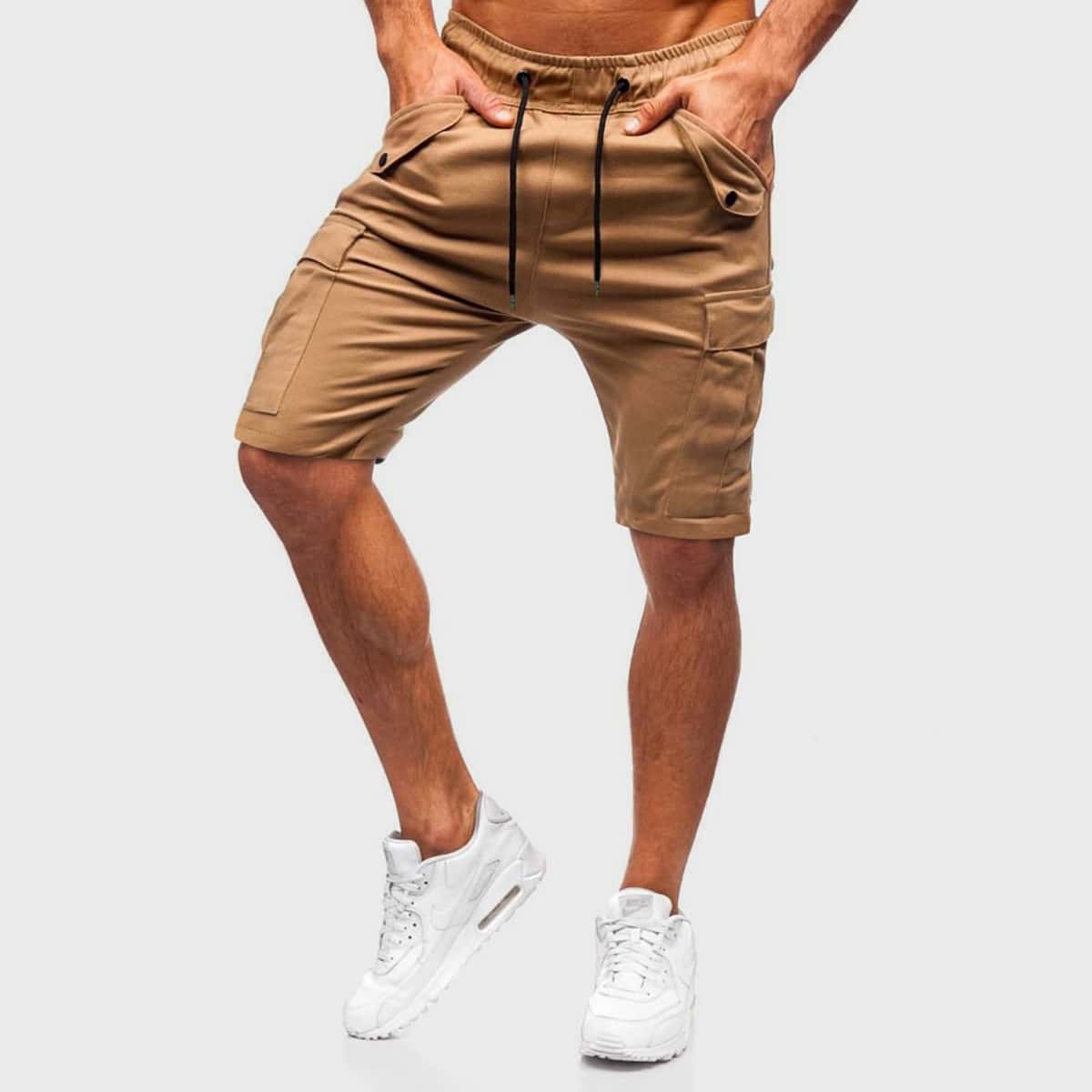 

Guys Flap Pocket Drawstring Shorts, Khaki