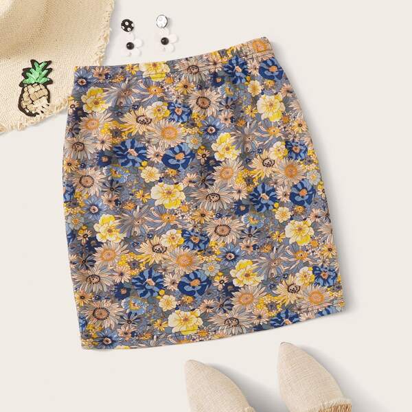 

Floral Print Skirt, Multicolor