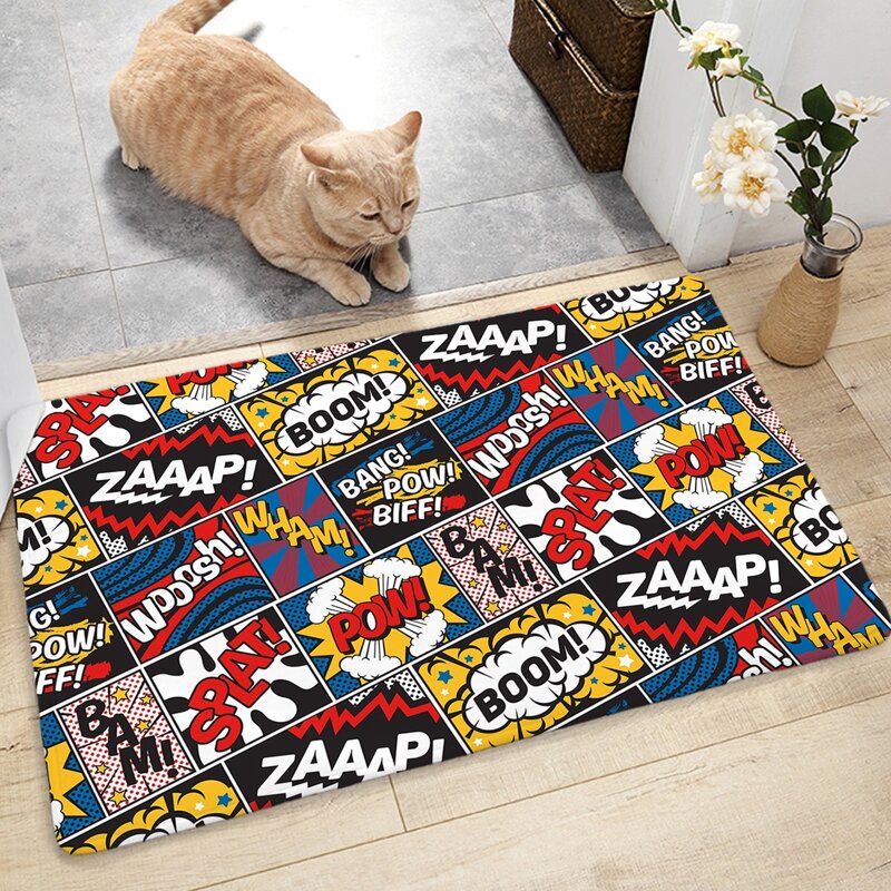 

Slogan Graphic Floor Mat, Multicolor