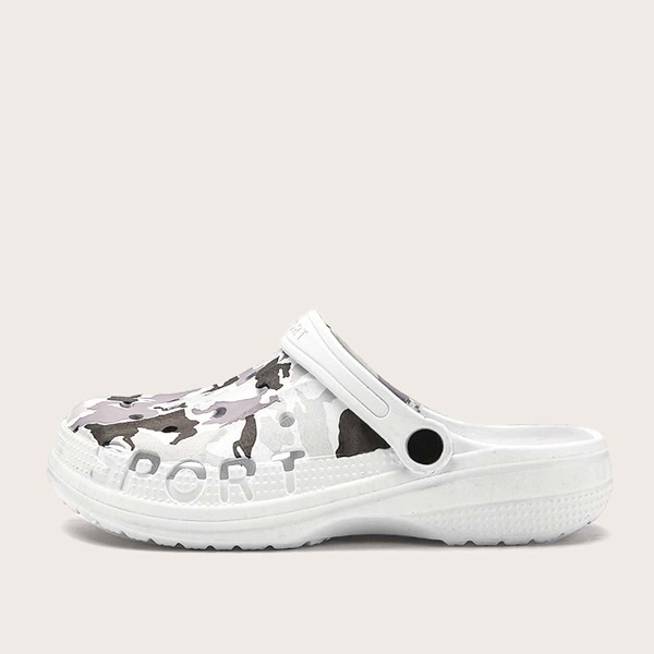 

Men Letter Graphic Camouflage Slingback Sandals, White