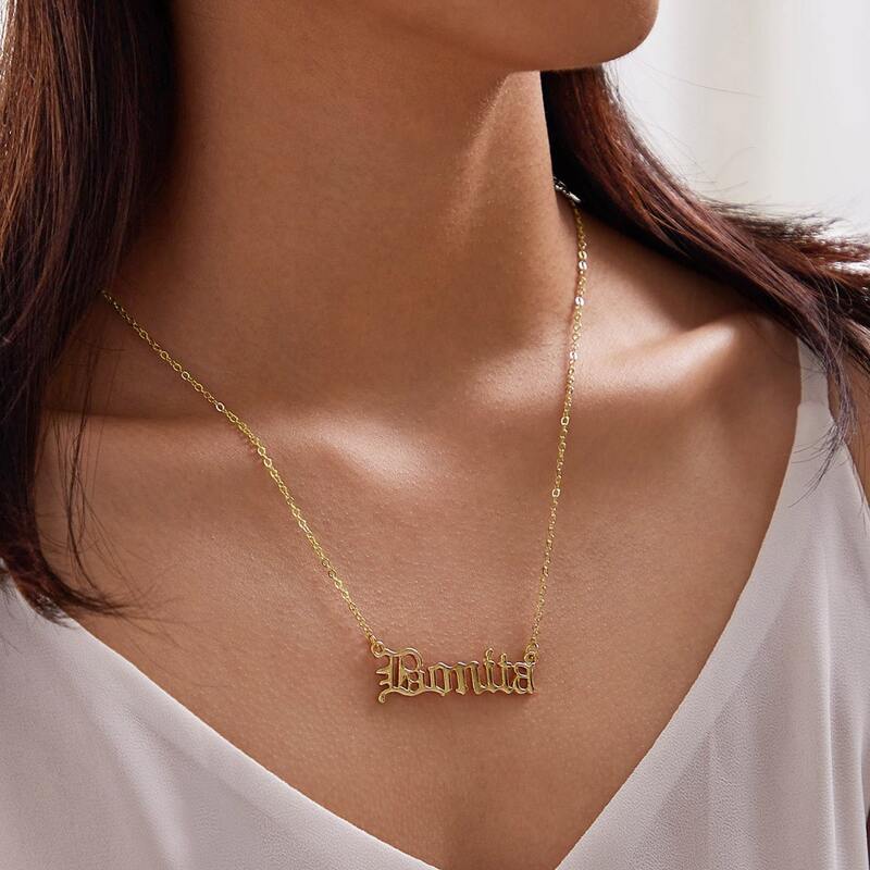 

1pc Letter Charm Necklace, Gold