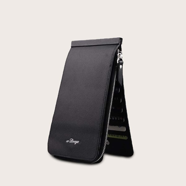 

Men Letter Graphic Zip Around Card Holder, Black