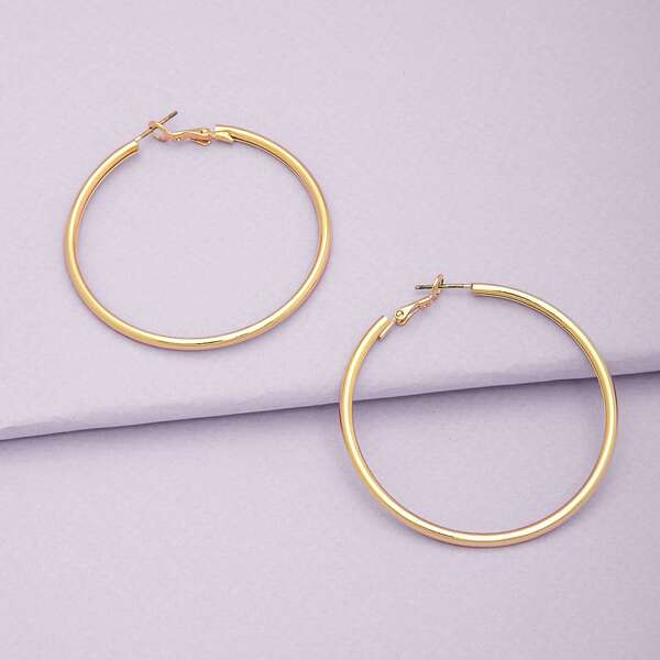 

1pair Large Thin Hoop Earrings, Gold