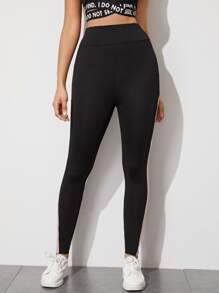 Muchica Colourblock Striped High-Rise Leggings - Black - View 3