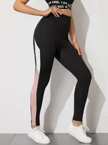 Muchica Colourblock Striped High-Rise Leggings - Black - View 4