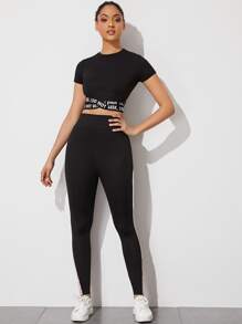 Muchica Colourblock Striped High-Rise Leggings - Black - View 5