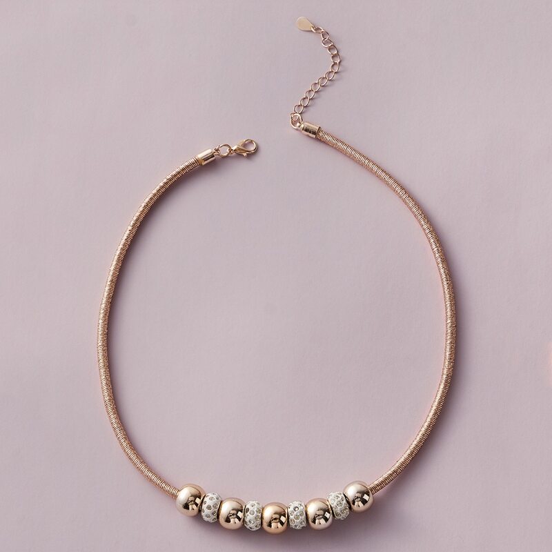 

1pc Rhinestone Engraved Ring Decor Necklace, Gold