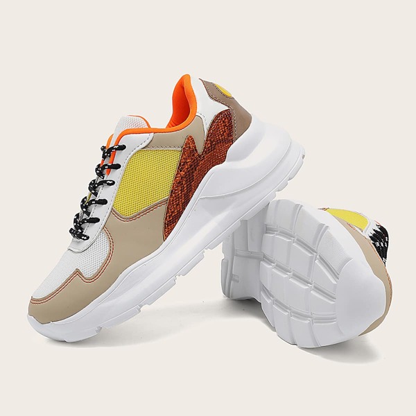 

Lace-up Front Sequin Decor Sneakers, Multicolor