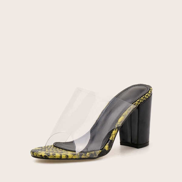 

Clear Open Toe Chunky Heeled Mules