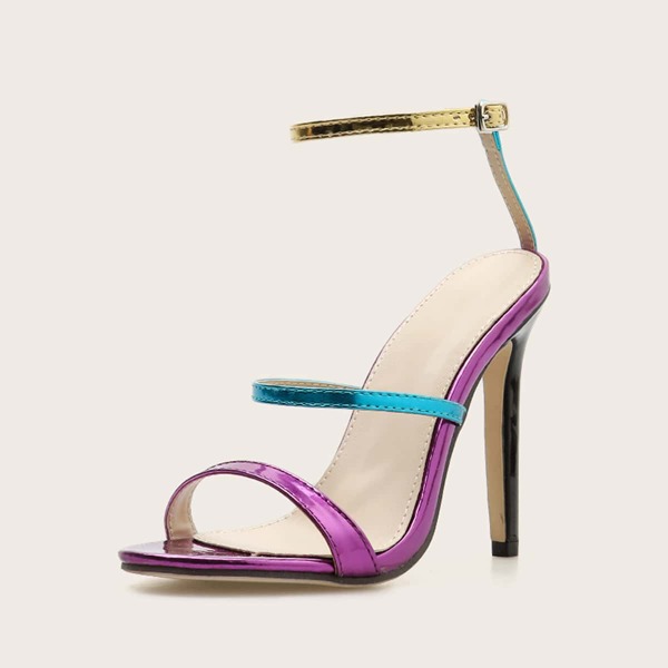 

Open Toe Ankle Strap Stiletto Heels, Multicolor