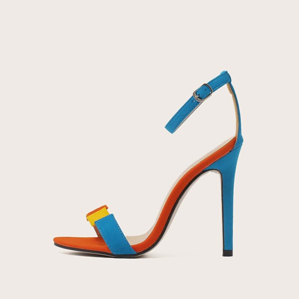 

Open Toe Color-block Stiletto Heels, Multicolor