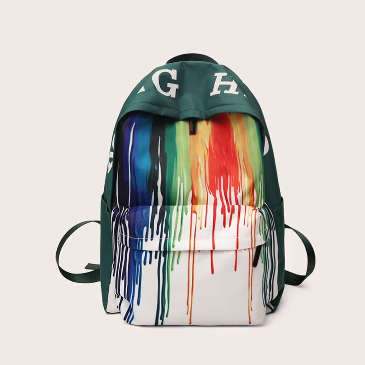 

Graffiti Print Pocket Front Backpack, Multicolor