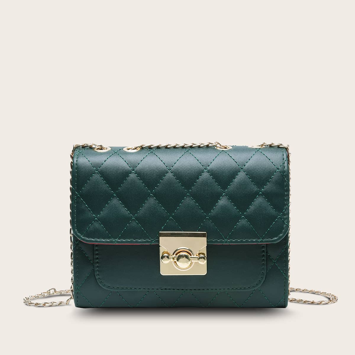 

Quilted Flap Chain Crossbody Bag, Green