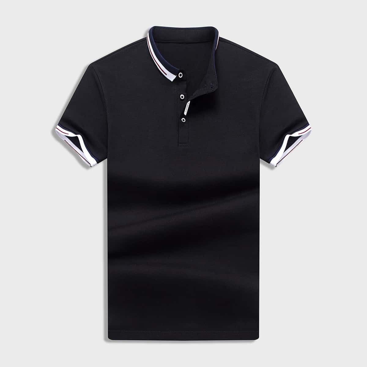 

Guys Letter Graphic Contrast Tape Polo Shirt, Black