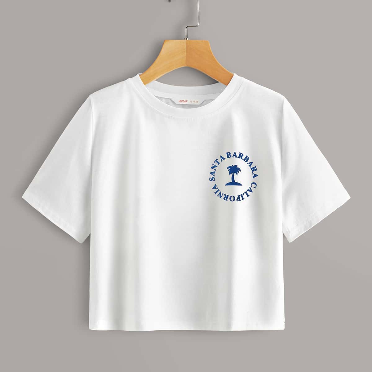

Letter Graphic Crop Tee, White
