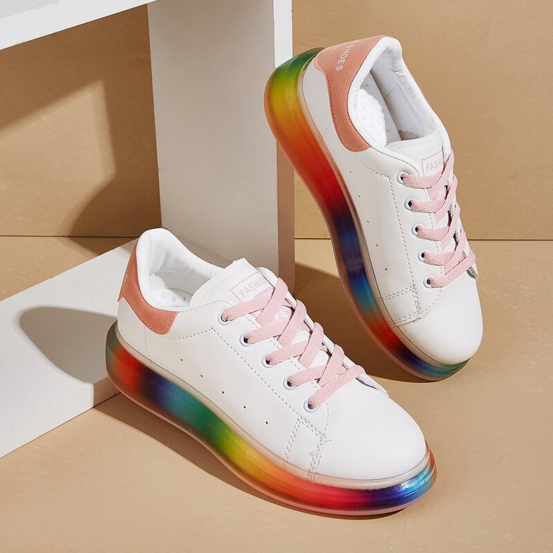 

Lace-up Front Colorblock Sneakers, White