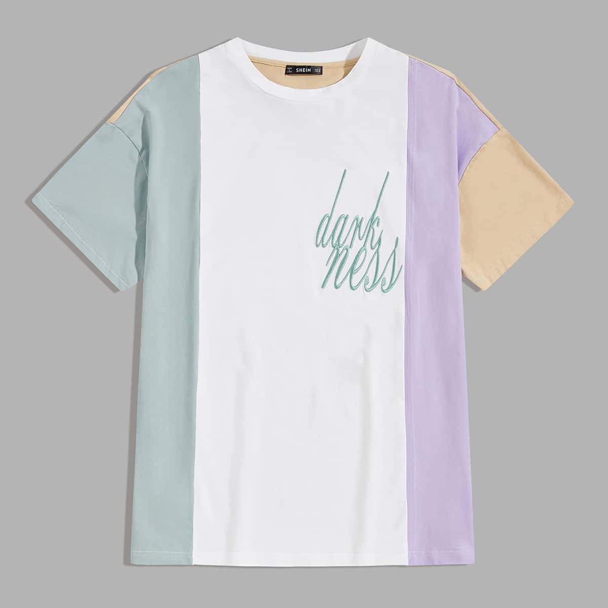 

Guys Colorblock Letter Embroidery Top, Multicolor