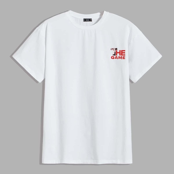 

Men Drop Shoulder Letter Graphic Tee, White